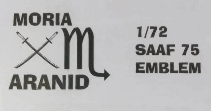 Moria Aranid Decals, SAAF 75 Emblem Badge, ACD-79, Decals, 1/72 Scale