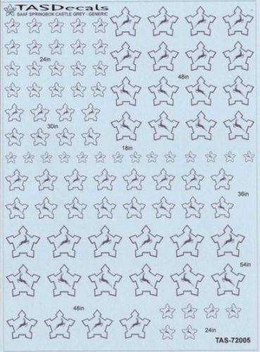 MSA Decals, SAAF Springbok Castle (Grey) - 18, 24, 30, 48, 54 inch, 72-005,  1/72 Scale