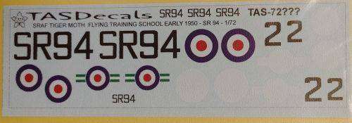 MSA Decals, SRAF Tiger Moth Flying Training School, Early 1950, 72-050,  1/72 Scale