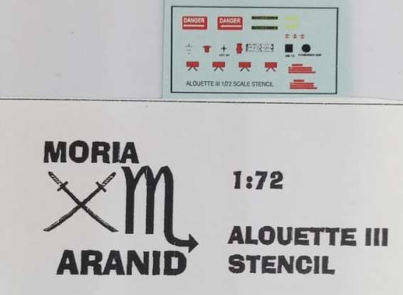 Moria Aranid Decals, SAAF Alouette III Stenciling  Badge, ACD-1111, Decals, 1/72 Scale