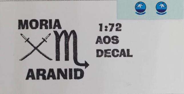 Moria Aranid Decals,  SAAF AOS Badge,  ACD-44, Decals,  1/72 Scale