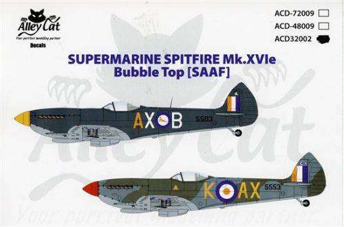Ally Cat Decals, SAAF Supermarine Spitfire Mk.IXe Bubble Top, ACD-72009, 1/72 Scale