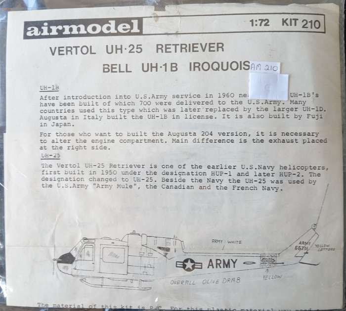 Airmodel, Vertol UH-25 Retriever & Bell UH-1B Iroquois  Conversion Kit No. 210 | 1:72