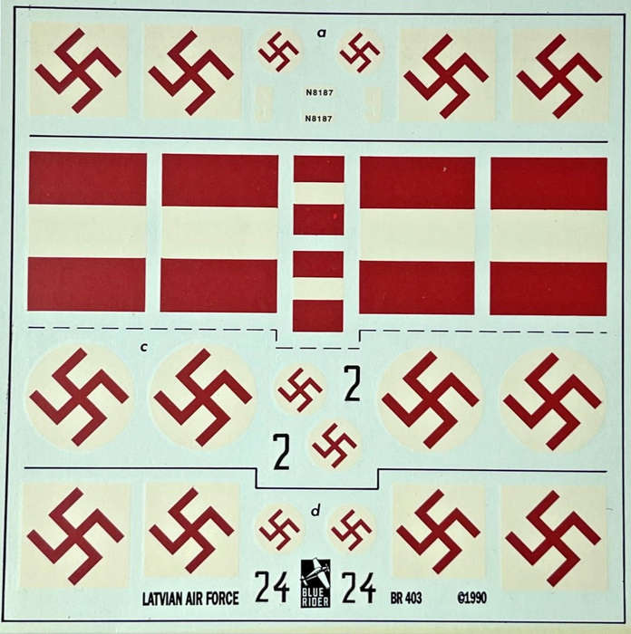Blue Rider Decals : Latvian Air Force 1919-30 Blue Rider | No. BR403 | 1:72