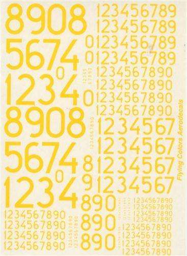 Flying Colours AeroDecals,  FCA72-003, Modern Swedish Numerals Yellow,  1/72 Scale