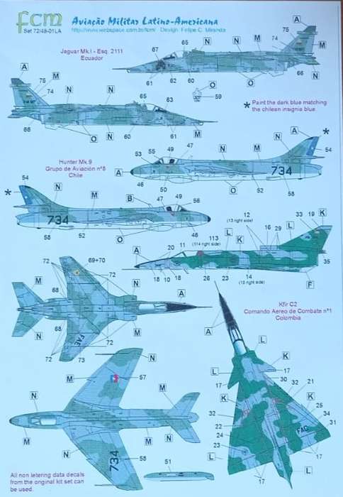 FCM Decals, Latin American Air Forces, No. 72-01LA, Decals, 1/72 Scale