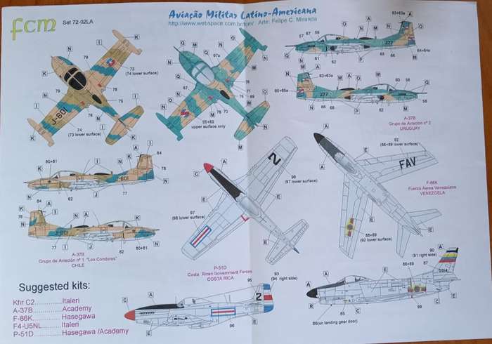 FCM Decals, Latin American Air Forces, No. 72-02LA, 1:72 Scale