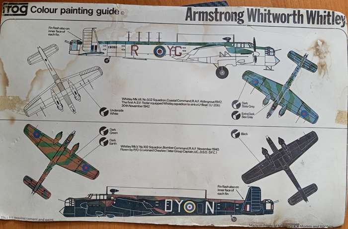 FROG Model, F207 Armstrong Whitworth Whitley Mk.V / Mk.VII Bomber 1,72 Scale NO BOX IN BAG