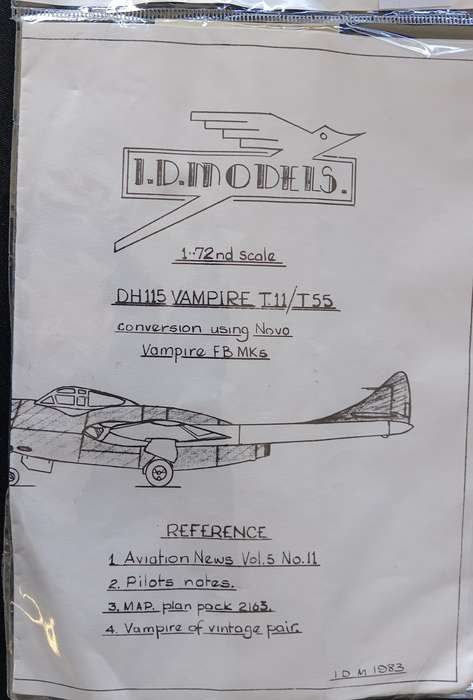 I.D. Models, De Havilland DH115 Vampire T11/T55 Conversion (1983) 1:72 Scale