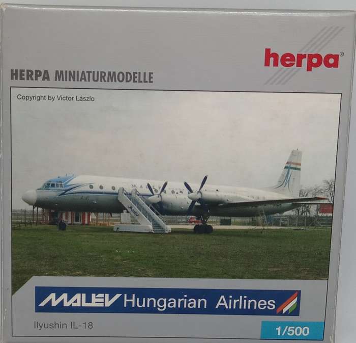 Herpa Wings Model, Malev Hungarian Airlines, Ilyushin IL-18, Reg. HA-MOA, 513968, 1,500 Scale