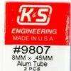 K&S Precision Metals, KS9807  Round Aluminium Tube  8mm OD x 0.45mm Wall (300mm) 2 pcs