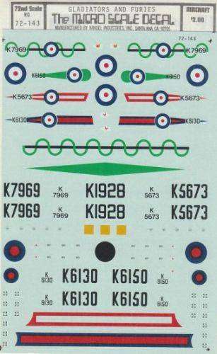 Micro Scale Decals, Gladiators and Furies Decals, No. 72-143 1:72 Scale