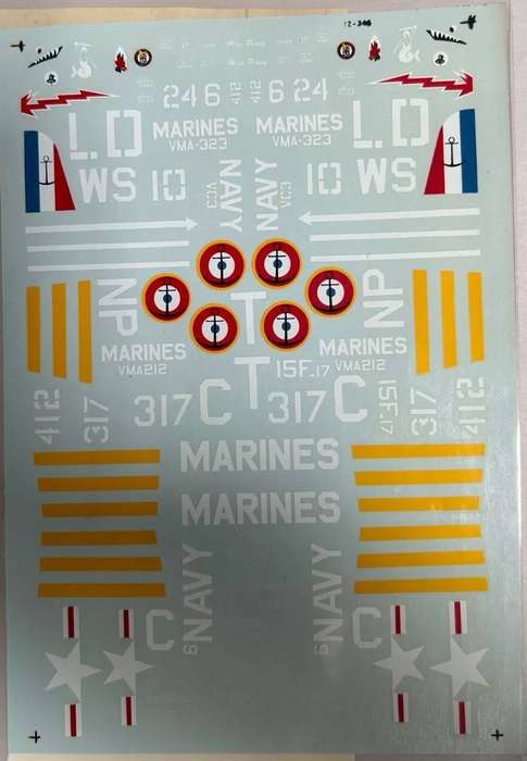 Micro Scale Decals,  AU-1 VMA-323 & 212 F4U-4, VF-22 & 14,F4U-5N, VC-3 F4U-7, Decals, No. 72-346,