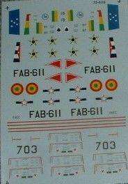 Micro Scale Decals, T33's of the Bolivian, Brazilian and Cuban Air Force, No. 72-408, 1/72 Scale