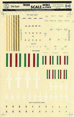 Micro Scale Decals, Italian Insignia WWII, No. 72-58, 1:72 Scale