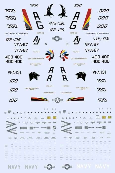 SuperScale International Decals, F/A-18s VFA-87, VFA-87, VFA-131 - CAGS No. 72-0602 | 1:72
