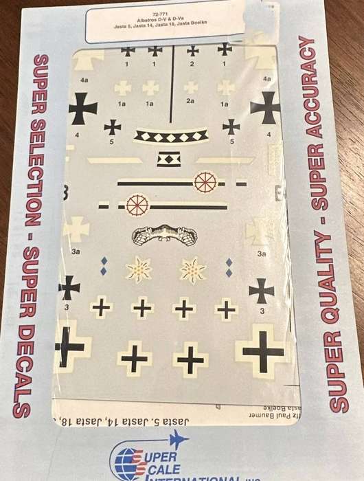 Superscale International Decals, Albatros D V & D Va Jasta 5, 14, 18, Boelke 72771 1/72 Scale