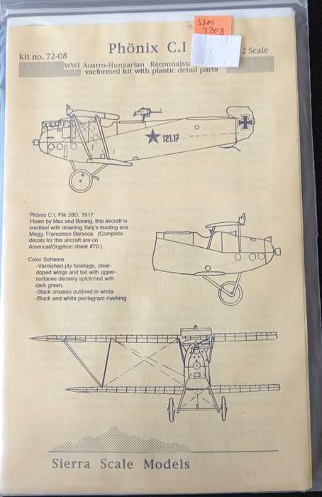 Sierra Scale Models, Phonix C.1 Vacuum Kit  No. 72-08  1,72