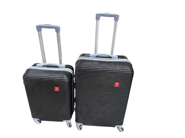 2 piece hard shell luggage set - 22 inch & 26 inch (black) check-in suitcase 4 wheels