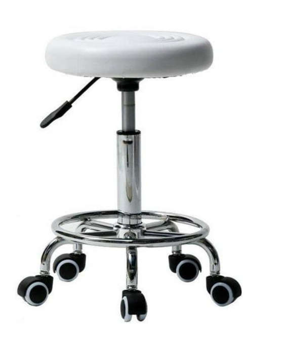 Modern and Adjustable Mini Bar Stool with Wheels - White