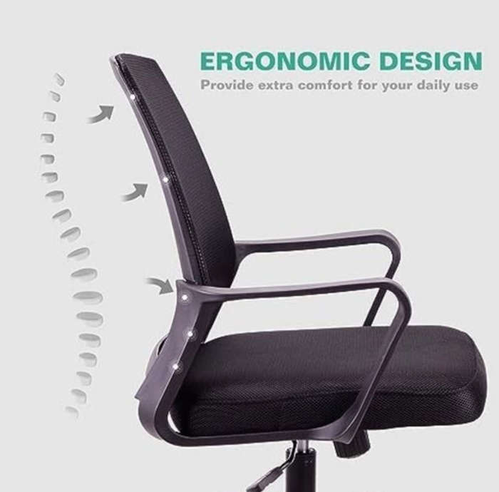 Ergonomic Mid Back Office Swivel Chair NYLON BASE/BLACK BASE - DEMO