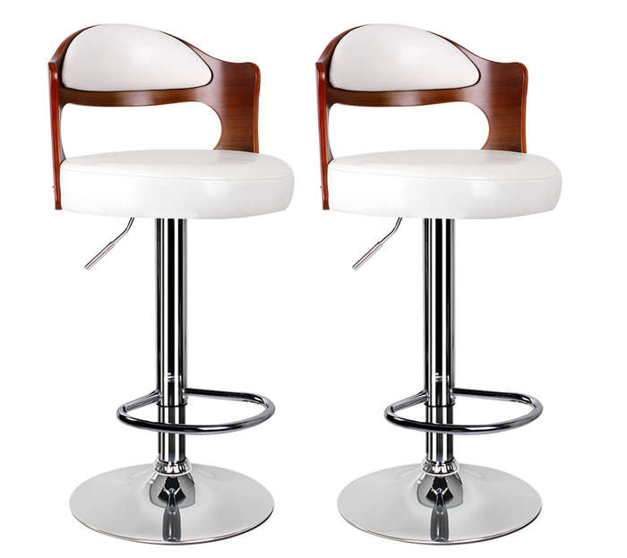 Bar Stools / Kitchen / Swivel Chairs 1 Pcs Beige/White (Cream) with Wooden Brown Finish - DEMO