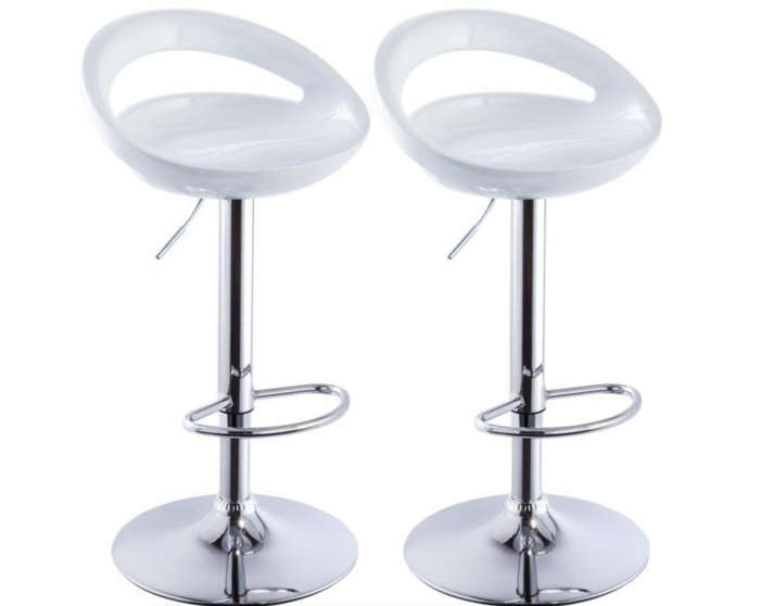 Set of 2 Glossy Swivel Stools with Chrome Base DEMO