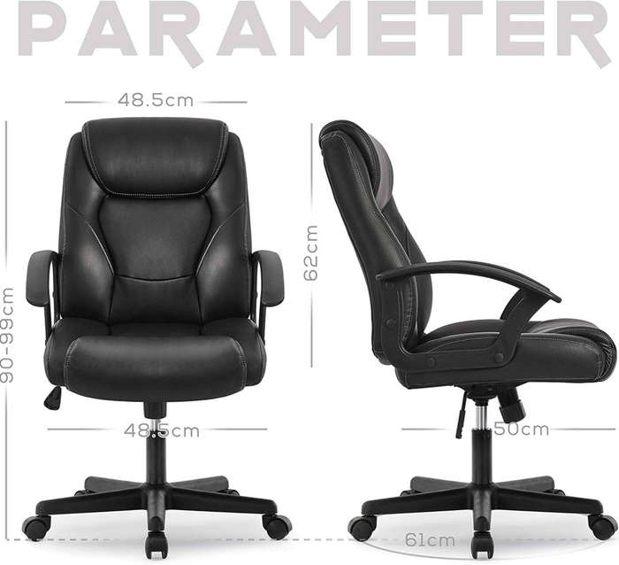 Faux Leather Ergonomic Home Office Chair - Black DEMO/DISPLAY