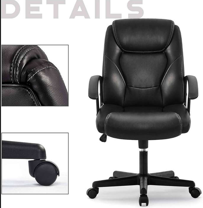 Faux Leather Ergonomic Home Office Chair - Black DEMO/DISPLAY