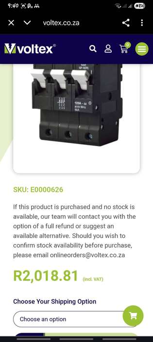 CBI Circuit Breaker 3 Pole Curve 2 80A 6kA 415V