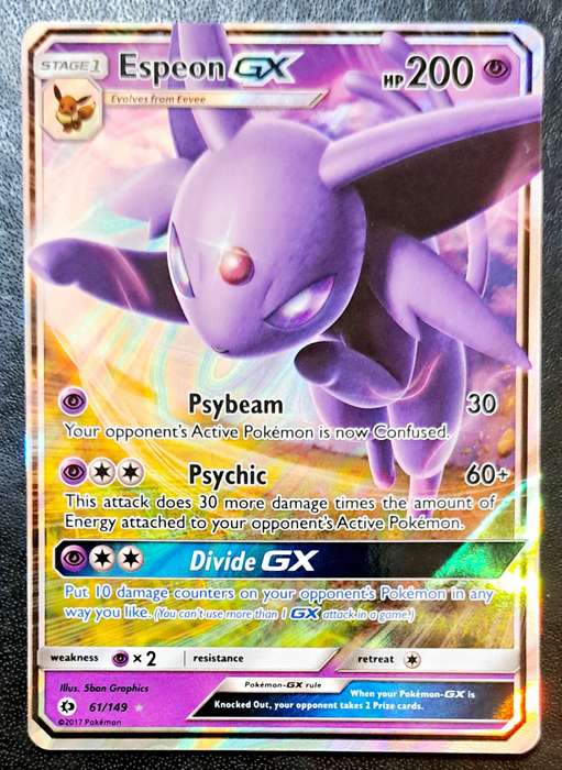 Pokemon Trading Cards - TCG - Espeon GX - 61/149 - Ultra Rare Sun & Moon (Base Set) Singles - NM