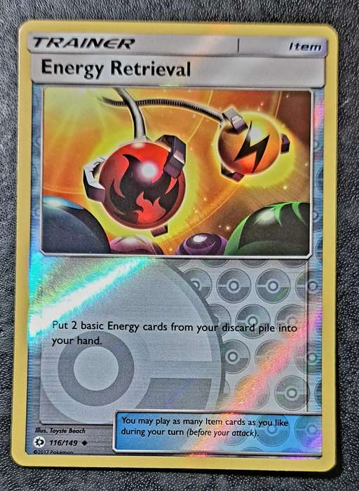 Pokemon Trading Cards - TCG - Energy Retrieval - 116/149 - Reverse Holo Sun & Moon Singles - NM