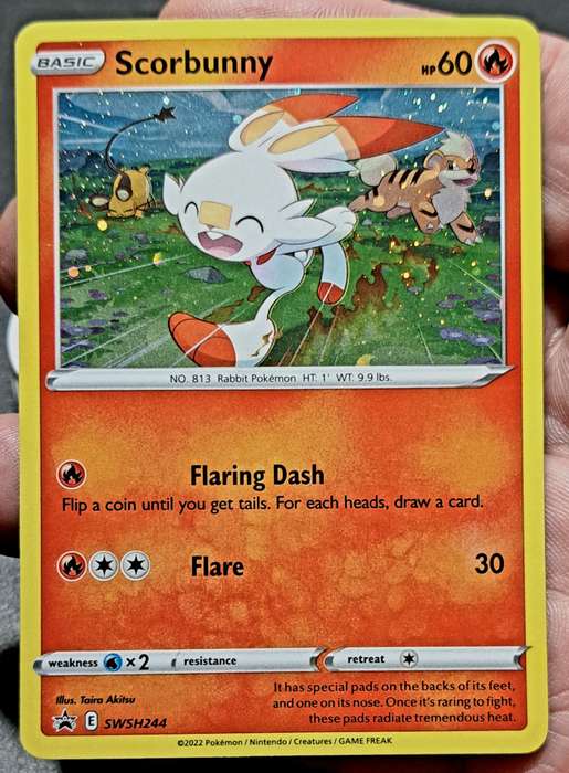 Pokemon Trading Cards - Scorbunny - SWSH244 - Alternate Holo Promo - Sword & Shield Promos - NM