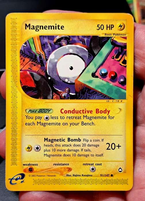 Pokemon Trading Cards - Magnemite - 91/147 - Common Aquapolis Singles - LP