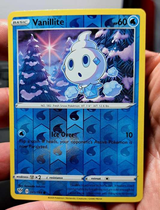 Pokemon Trading Cards - Vanillite - 045/189 - Reverse Holo Sword & Shield: Darkness Ablaze - NM