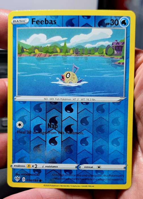 Pokemon Trading Cards - Feebas - 038/189 - Reverse Holo Sword & Shield: Darkness Ablaze - NM