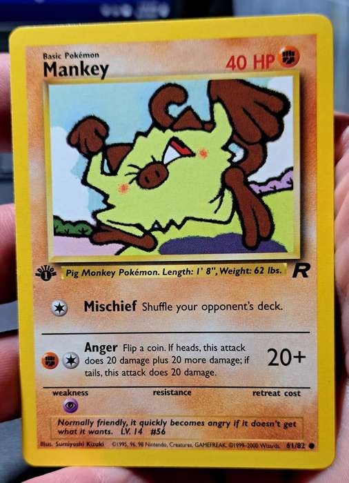 Pokemon Trading Cards - Mankey - 61/82 - Common 1st Edition Team Rocket -  NM