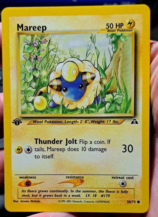 Pokemon Trading Cards - Mareep - 58/75 - Common 1st Edition Neo Discovery 1st Edition Singles-  NM