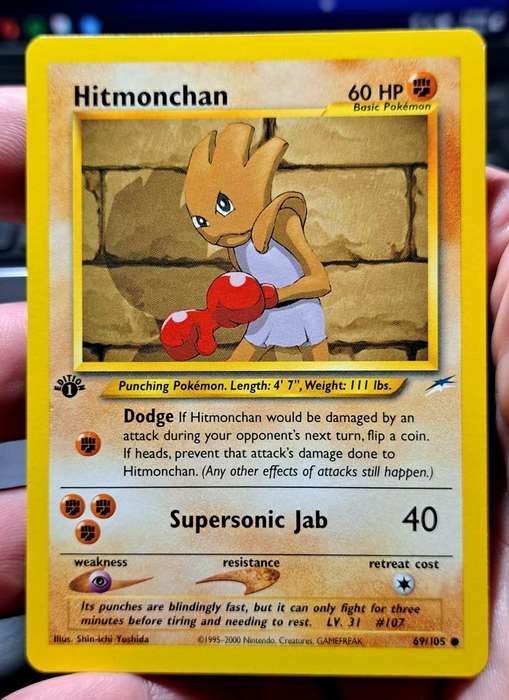 Pokemon Trading Cards - Hitmonchan - 69/105 - Common 1st Edition Neo Destiny -  NM