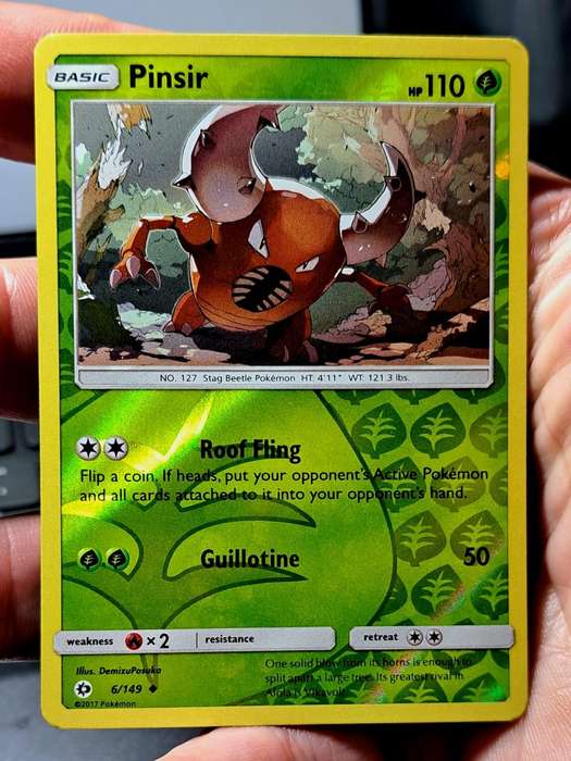 Pokemon Trading Cards - Pinsir - 6/149 - Uncommon Reverse Holo Sun & Moon (Base Set)  - NM