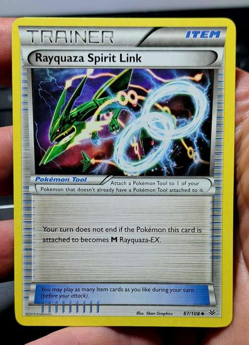 Pokemon Trading Cards - Rayquaza Spirit Link - 87/108 - Uncommon XY: Roaring Skies Singles - NM