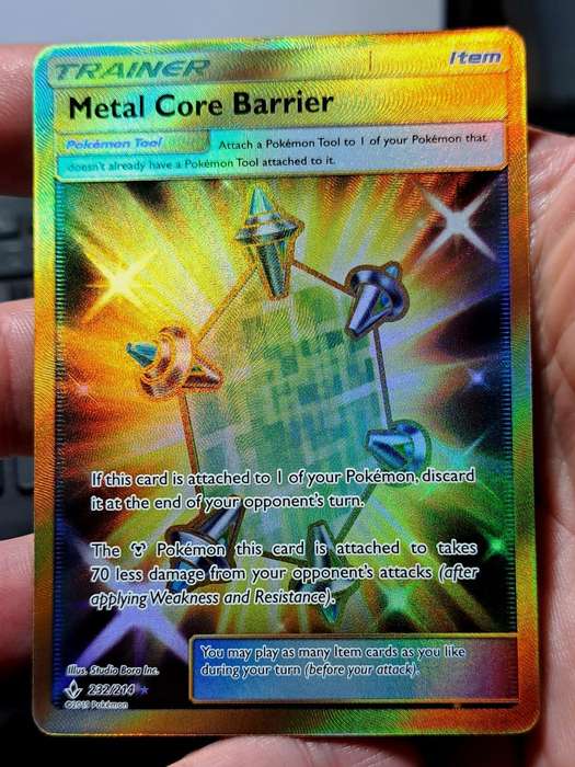 Pokemon Trading Cards - Metal Core Barrier - 232/214 - Secret Rare Sun & Moon: Unbroken Bonds   - NM