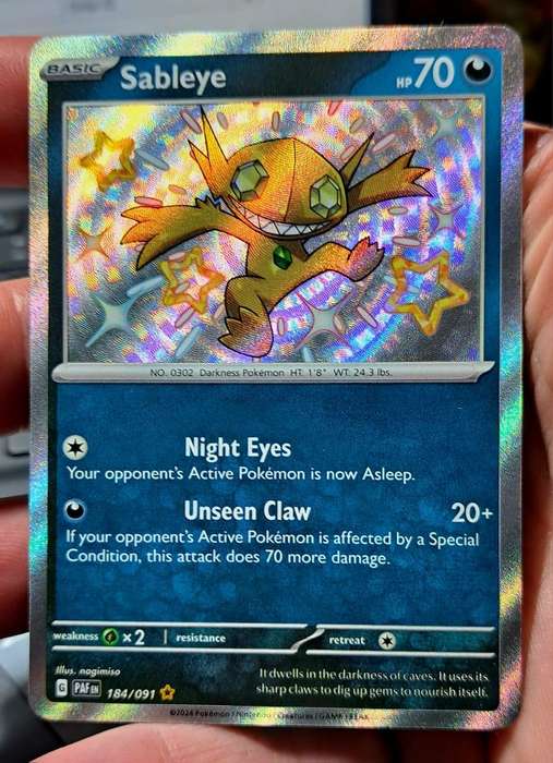 Pokemon Trading Cards - Sableye - 184/091 - Shiny Rare Scarlet & Violet: Paldean Fates Singles - NM