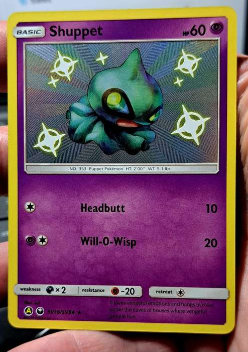 Pokemon Trading Cards - Shuppet - SV16/SV94 - Shiny Rare Hidden Fates Singles - NM