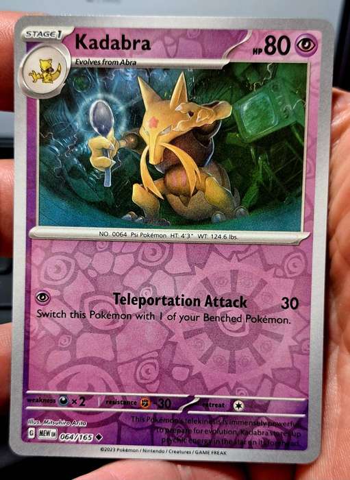 Pokemon Trading Cards - Kadabra 064/165 - Reverse Holo - Pokemon 151 Singles - NM