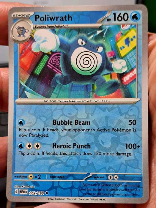Pokemon Trading Cards - Poliwrath 062/165 - Reverse Holo - Pokemon 151 Singles - NM
