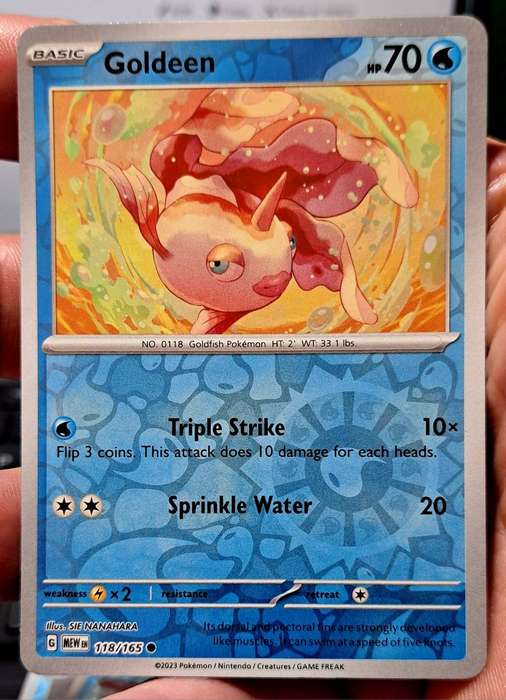 Pokemon Trading Cards - Goldeen 118/165 - Reverse Holo - Pokemon 151 Singles - NM
