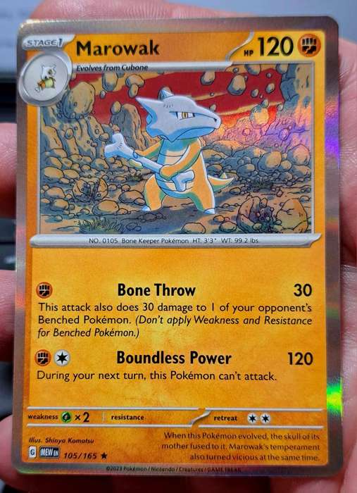 Pokemon Trading Cards - Marowak 105/165 - Holo - Pokemon 151 Singles - NM