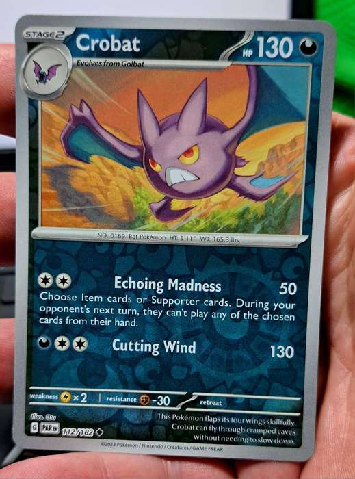 Pokemon Trading Cards - Crobat - 112/182 - Reverse Holo - Paradox Rift Singles - NM