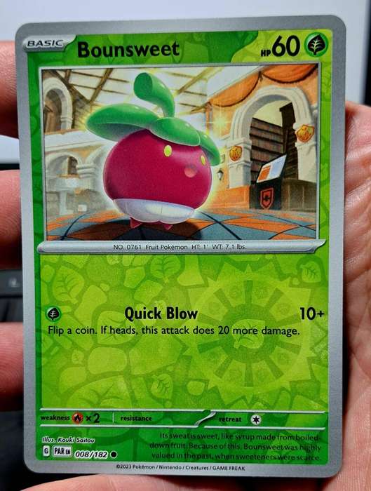 Pokemon Trading Cards - Bounsweet - 008/182 - Reverse Holo - Paradox Rift Singles - NM